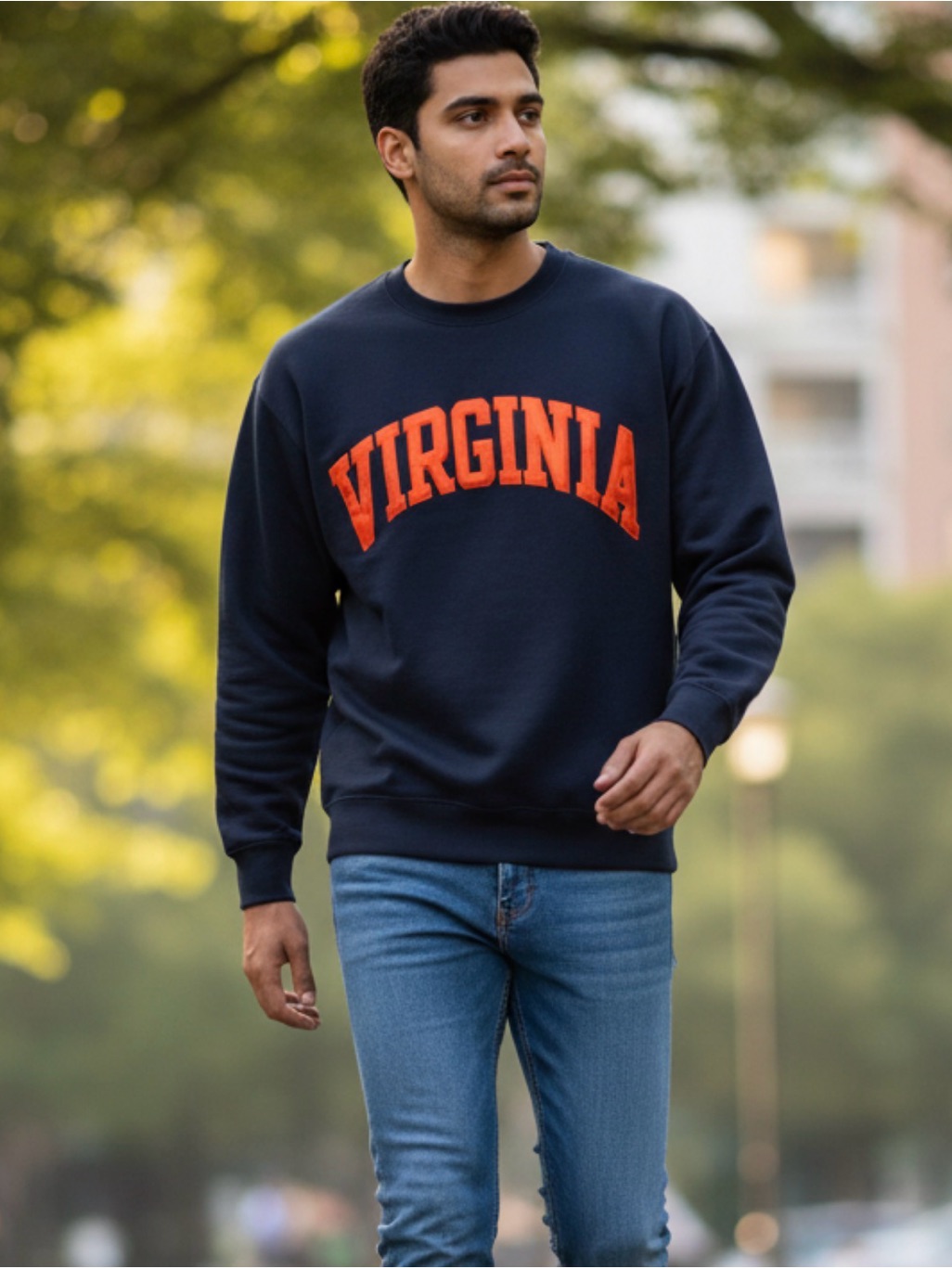 Champion Uva Virginia Navy Blue Vintage Crewneck Sweatshirt Mens Size M